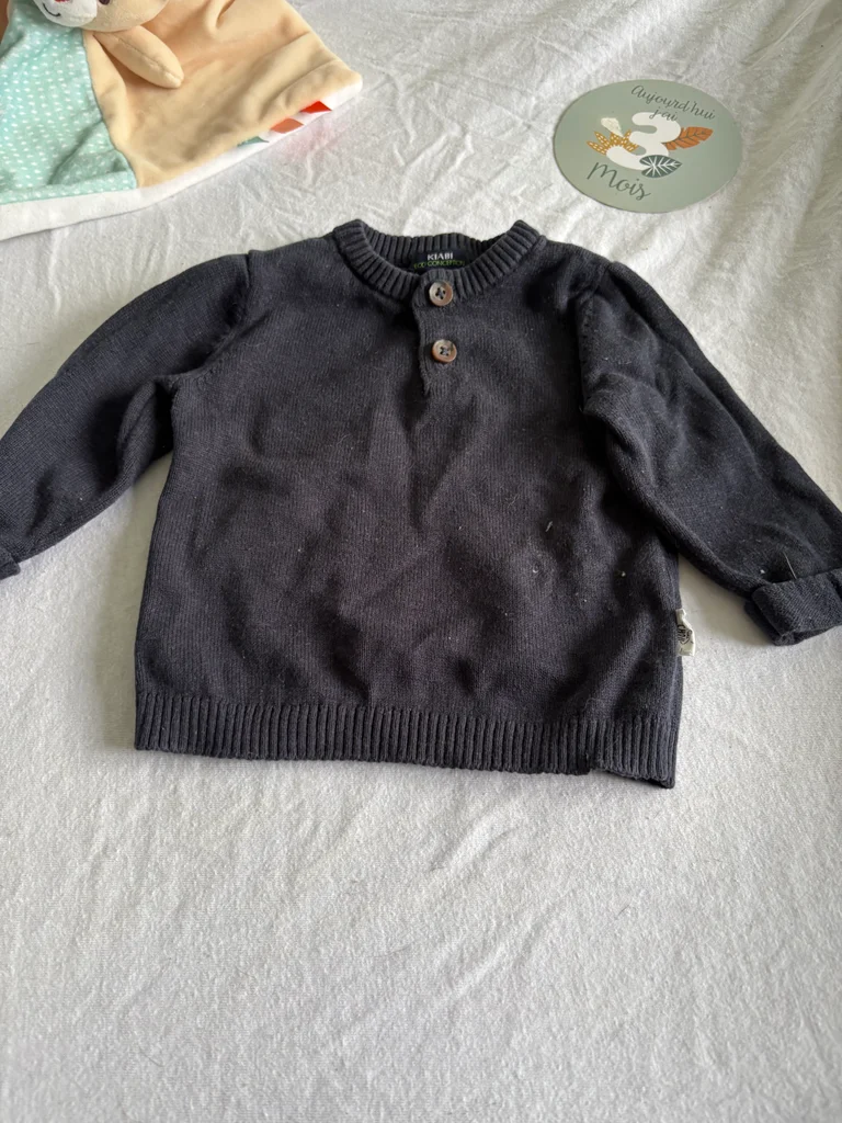 Pull en maille KIABI Éco-conception Anthracite - 3 Mois – photo 2